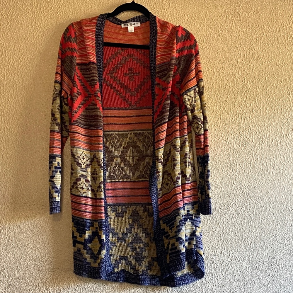Say What? Multicolor Patterned Cardigan